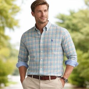Ralph Lauren Plaid Button Down Shirt Stretch Cotton Long Sleeve Men’s XL